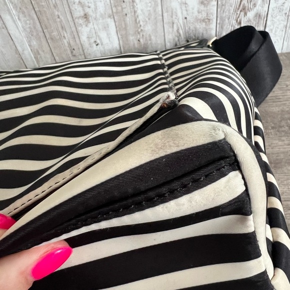 Kate Spade Black and White Striped Messenger Bag - Picture 3 of 8